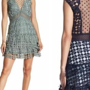 Romeo & Juliet Couture Gray Lace Midi Dress